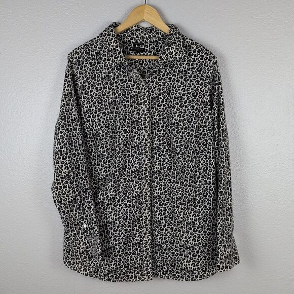 Talbots Woman Button Up Shirt Plus Sz 18 Animal Print Wrinkle Free Non Iron 135 - Picture 1 of 8